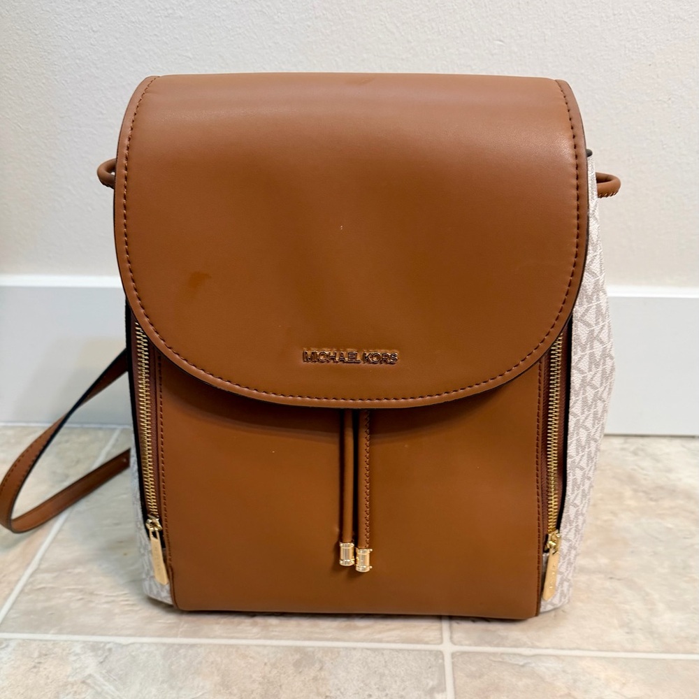 Michael Kors Brown Leather Backpack Bag